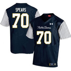 Notre Dame Fighting Irish Men's Hunter Spears #70 Navy Under Armour Alternate Authentic Stitched College NCAA Football Jersey OSQ8299EV